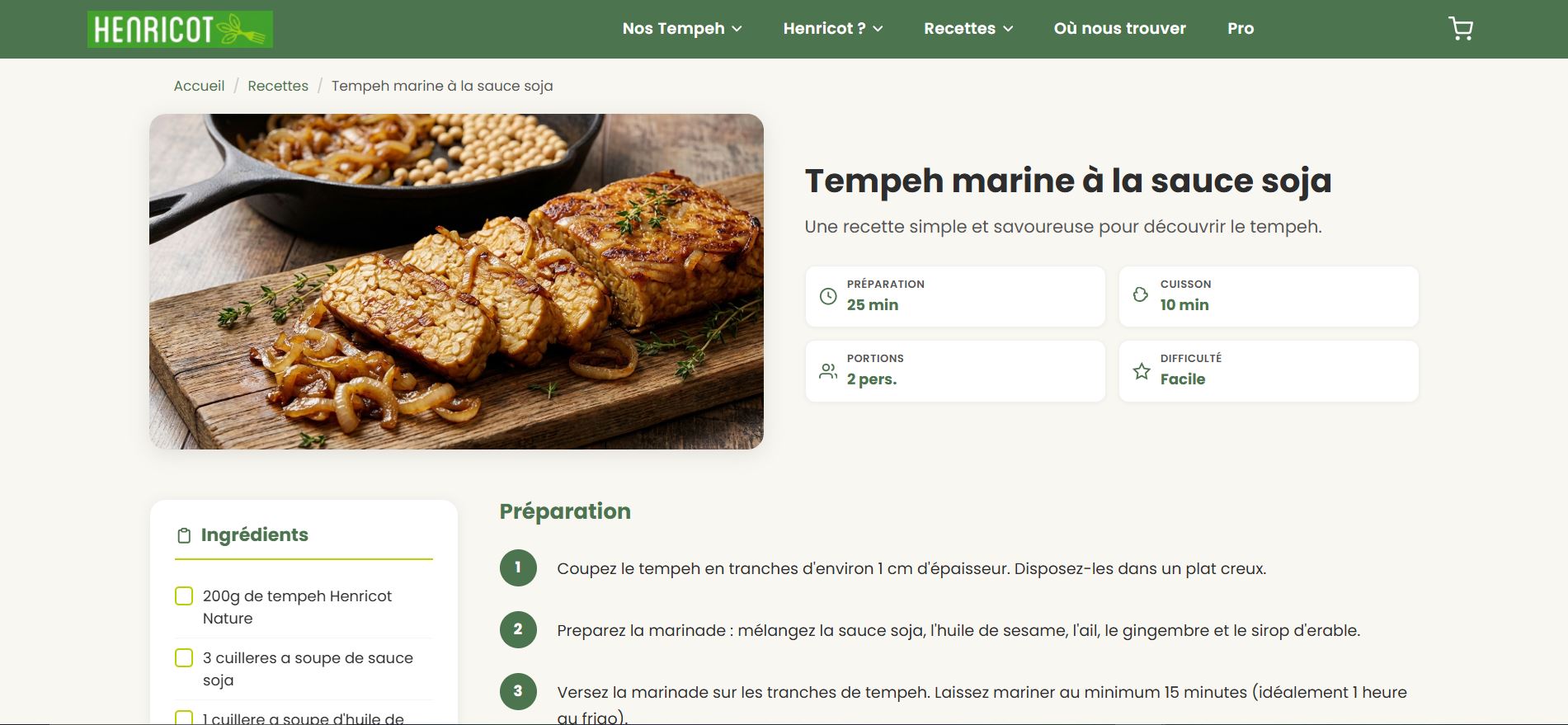 Henricot — nouvelle page recette